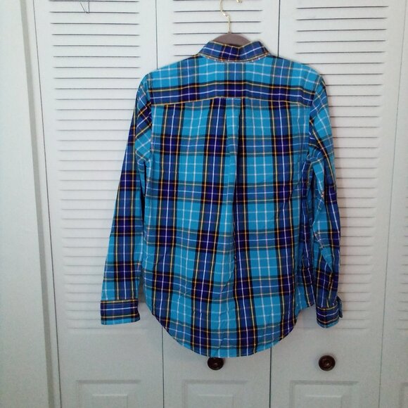 CHAPS XL (18/20) EASY CARE BUTTON-UP PLAID LONG SLEEVE SHIRT EMBROIDERED CREST - Picture 2 of 4